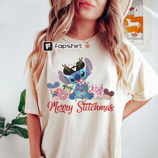 Retro Stitch Christmas Comfort Colors Shirt Disney Christmas Shirt Disney Stitch Shirt Merry Stitchmas Shirt Lilo And Stitch Christmas Shirt