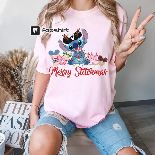 Retro Stitch Christmas Comfort Colors Shirt Disney Christmas Shirt Disney Stitch Shirt Merry Stitchmas Shirt Lilo And Stitch Christmas Shirt