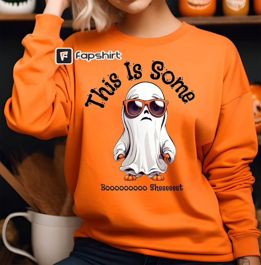 This Is Some Boo Sheet Cute Ghost Sweatshirt, Wine Around Crew Sweatshirt, Unisex Funny Halloween Ghost, Women’s Halloween Sweatshirt