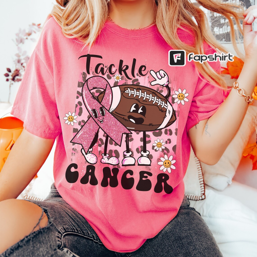 Pink Out Football Shirt, Breast Cancer Awareness Shirt, Tackle Cancer, Warrior Survivor Ribbon, Pinkout Game Day Tee, Football Mom T-Shirt