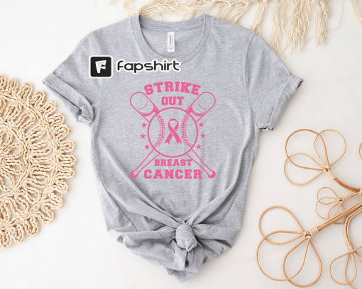 Strike Out Breast Cancer Awareness Shirt, Warrior Shirt, Breast Cancer Shirts for Women, Pink Ribbon Shirt, Baseball Cancer Support Shirt,