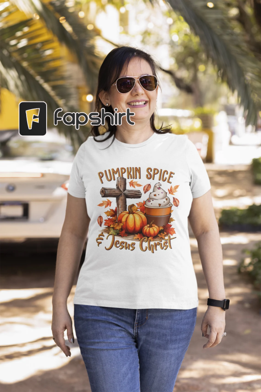 Pumpkin Spice Shirt, Christian Jesus Bible Study T-Shirt, Fall God Gift Church Mother Grandmother Sister Cousin Friend, Christmas Birthday