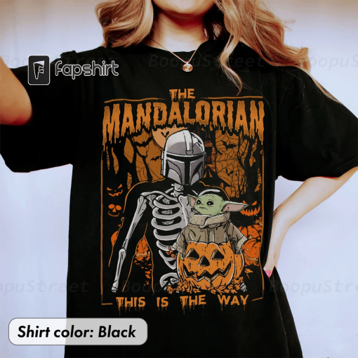 Retro Mandalorian And Baby Yoda Halloween T-shirt, This Is The Way Shirt, Disney Halloween Shirt, Star War Halloween shirt, Grogu T-shirt