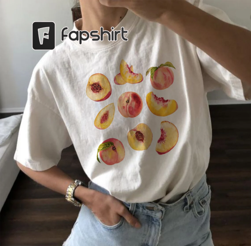 Peach T-Shirt Vintage Graphic Fruit Shirt Aesthetic Fruit Shirt Boho Shirt Fruit Tee Peach Shirt Peach Graphic T-Shirt Gift For Women