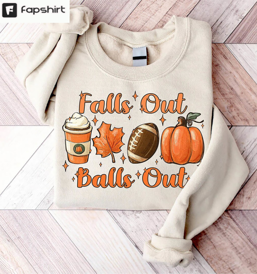 Falls Out Balls Out Football Shirt, Vintage Thanksgiving Shirt Unisex Hoodie