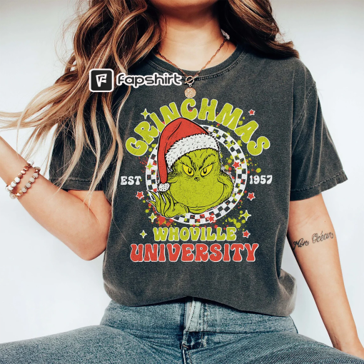 Retro Grinchmas Christmas Shirt, Whoville University Christmas Shirt, Funny Christmas T-shirt, Trendy Christmas Shirt 2023, Merry Christmas