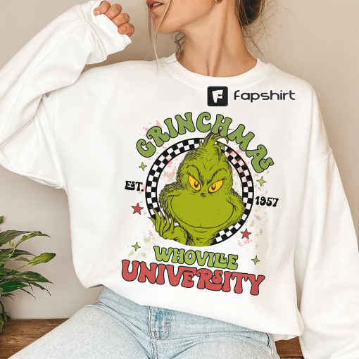 Whoville University Sweatshirt, Grinch Christmas Sweatshirt, Whoville Sweatshirt, Christmas University Sweatshirt, Christmas Sweatshirt