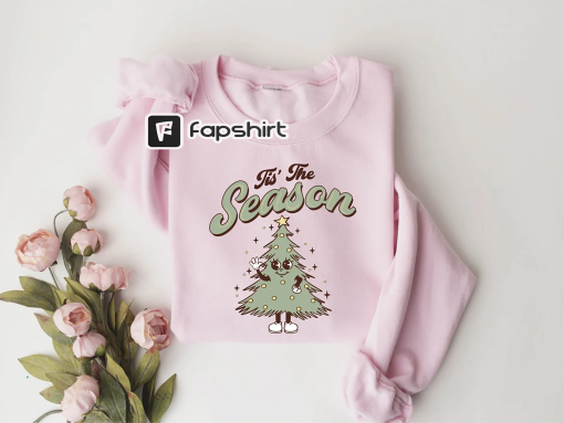 T Is The Season Sweatshirt, Cute Merry Christmas Tree Sweatshirt, Womens Christmas Crewneck, Holiday Sweatshirt, Winter Sweatshirt, Xmas Tee