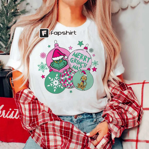 Pink Christmas Shirt, Funny Christmas Sweatshirt, Merry Grinchmas, Christmas Shirt, Pink Christmas Shirt, Grinchmas Vibes, Christmas Gift