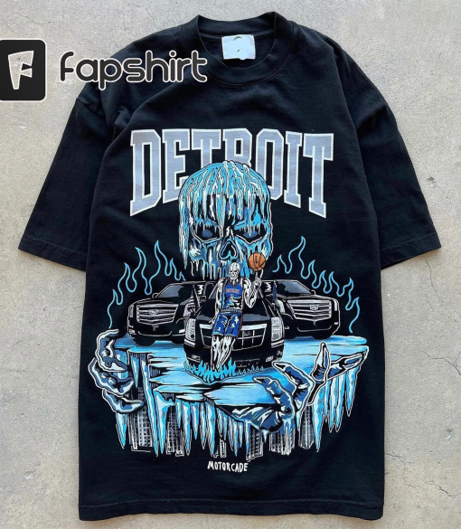 Warren Lotas x Detroit ” Motorcade ” T-shirt | NBA shirt, Detroit Pistons shirt, NBA vintage – UNISEX