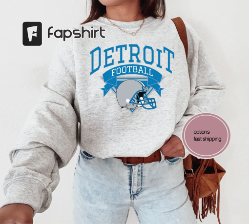 Detroit Football Sweatshirt, Vintage Detroit Crewneck, Retro Detroit Sweatshirt, Detroit Varsity Sweatshirt, Detroit Long Sleeve