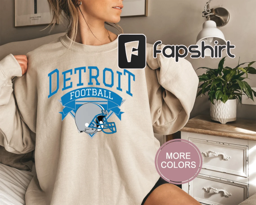 Detroit Football Sweatshirt, Vintage Detroit Crewneck, Retro Detroit Sweatshirt, Detroit Varsity Sweatshirt, Detroit Long Sleeve