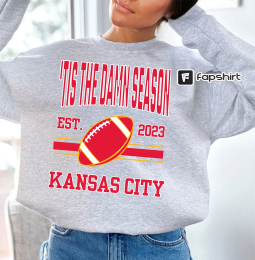 Kansas City Football Sweatshirt Taylor Tis The Damn Season Sweatshirt Taylor Outfit Football Crewneck Chiefs Kelce Taylor Football Shirt