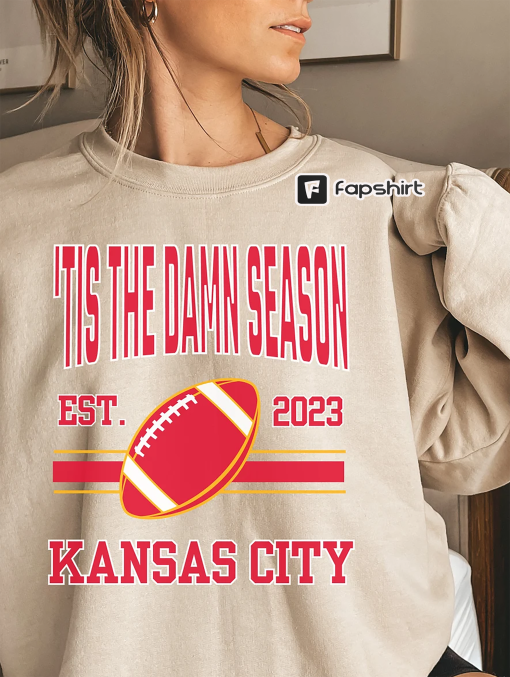 Kansas City Football Sweatshirt Taylor Tis The Damn Season Sweatshirt Taylor Outfit Football Crewneck Chiefs Kelce Taylor Football Shirt