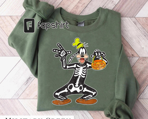 Disney Goofy Skeleton Pumpkin Halloween Costume T-Shirt, Cute Goofy Halloween T-Shirt, Disney Mickey’s Not So Scary Halloween Party Shirt