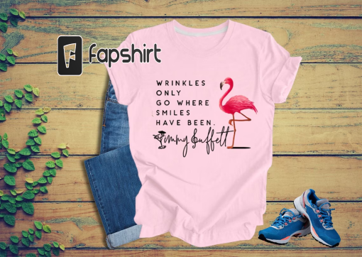 Jimmy Buffett Tee, Wrinkles Only Go Where Smiles Have Been Shirt, Jimmy Buffett Fan Gift, Jimmy Buffett Shirt with Quote, RIP Jimmy Buffett