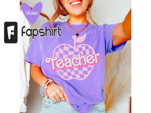 Teacher Shirt Pink Teacher Shirts Trendy Teacher Tshirt Retro Back to school Teacher Appreciation Checkered Teacher Tee Gifts for Teachers