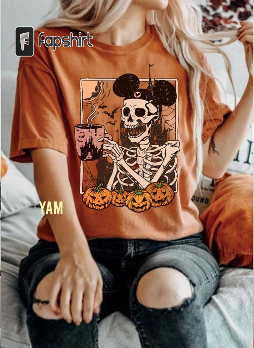 Halloween Shirt, Mickey Skeleton Coffee Shirt, Vintage Disney Skeleton Shirt, Disney Spooky Shirt, Pumpkin Halloween Shirt,Stay Spooky Shirt