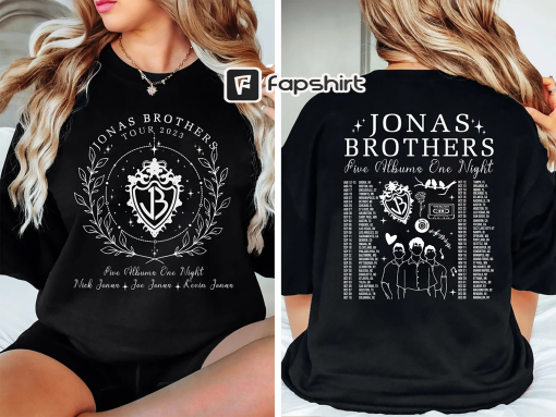 Jonas Brothers Double Sided T-Shirt, Jonas Five Albums One Night Tour Shirt, Jonas Brothers 2023 Tour Shirt, Concert 2023 Retro Unisex Gift