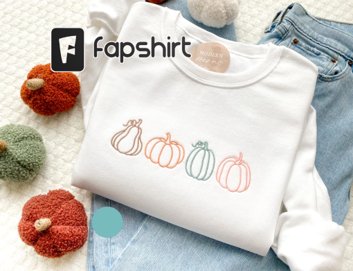 PUMPKINS sweatshirt, Embroidered sweatshirt, Pumpkin Crewneck Thanksgiving Sweatshirt, Pumpkin Sweater Autumn Shirt Thanksgiving pullover