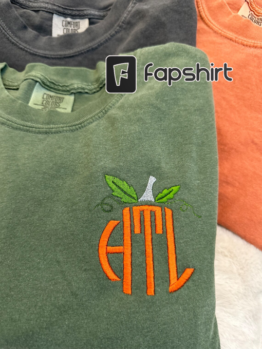 Pumpkin Monogram Comfort Colors Shirt Embroidered