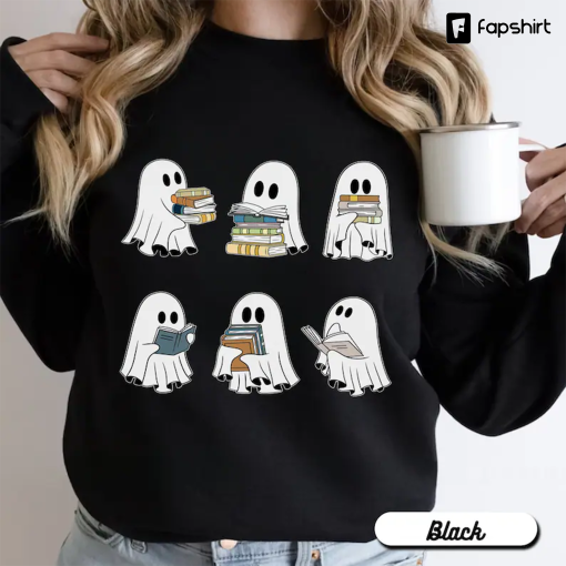 Ghost Reading Books Sweatshirt, Bookish Halloween Sweater, Fall Teacher Gift Shirt, Teacher Halloween, Funny Librarian Ghosts Read Crewneck