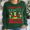 Grinch Embroidered Sweatshirt, Christmas Embroidery Sweatshirt, Christmas Crewneck, Cute Sleeve, Christmas Sweatshirt For Women