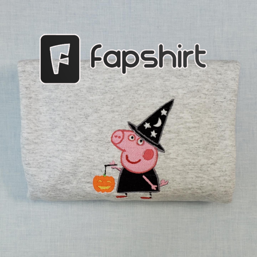 Peppa Pig Halloween Witch Shirt, Peppa Pig Embroidered sweatshirt