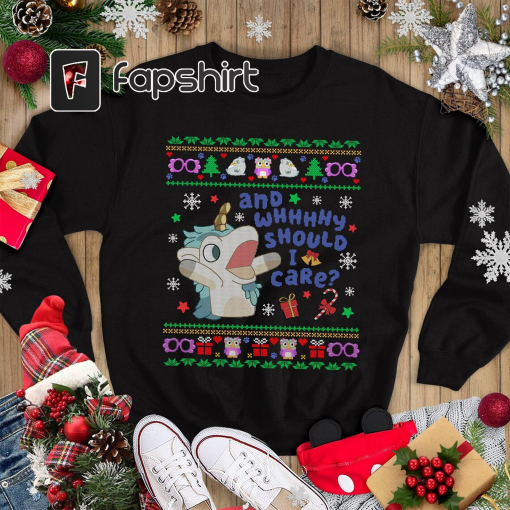 Bluey Unicorn Why Should I Care Christmas Shirt | Bluey Family Ugly Christmas Sweatshirt | Muffin Heeler Ugly Xmas Shirt