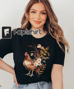 Autumn Wildflower Chicken Shirt, Ladies Chicken Shirt,…