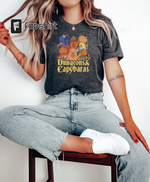 Dungeons & Capybaras Shirt, Capybara Graphic Tee, Capybara Lover Shirt, Gift for Animal Lover, Quirky Wildlife, Fun Casual Wear