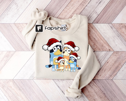 Bluey Family Christmas Shirt, Bluey Christmas Sweatshirt, Bluey Family Shirt, Christmas Sweatshirt, Bluey And Bingo Xmas Tee