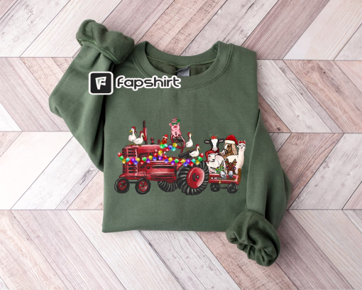 Farm Animals Christmas Sweatshirt, Christmas Farm Animals Truck Shirt, Christmas Animals Sweater, Country Christmas T-Shirt