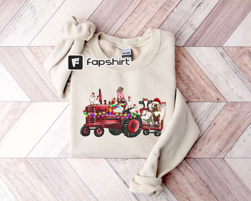 Farm Animals Christmas Sweatshirt, Christmas Farm Animals Truck Shirt, Christmas Animals Sweater, Country Christmas T-Shirt