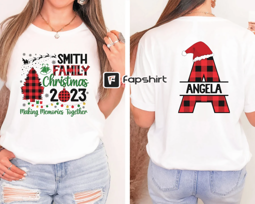 Custom Name Christmas Shirts, Personalized Family Christmas Shirts, Matching Christmas Shirts For Family, Buffalo Plaid Family Name Shirts