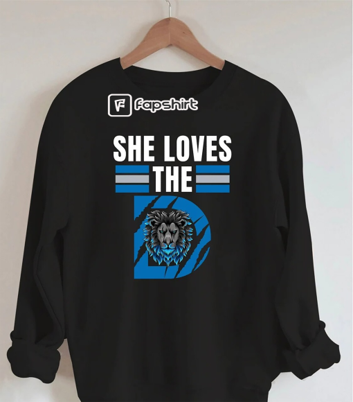 Detroit Lions She Loves The D Sweatshirt,Vintage Detroit Football Sweatshirt,Lions Football Retro Style Lions Shirt,Football Fan Gift shirt