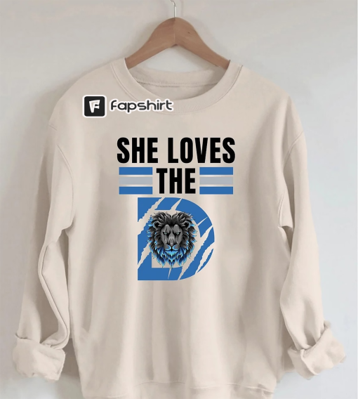 Detroit Lions She Loves The D Sweatshirt,Vintage Detroit Football Sweatshirt,Lions Football Retro Style Lions Shirt,Football Fan Gift shirt