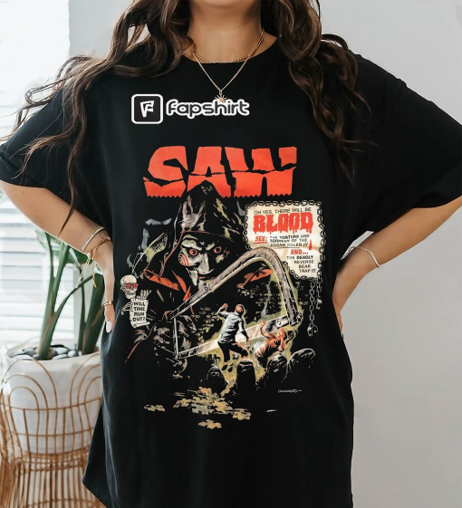 Vintage Saw Jigsaw Horror Movie T-Shirt , Vintage Horror Shirt, Horror Character Shirt