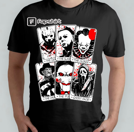 Horror film tarot cards t shirt