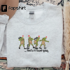 Christmas grinch embroidered sweater, holiday Xmas embroidery design crewneck, elves embroidery hoodie