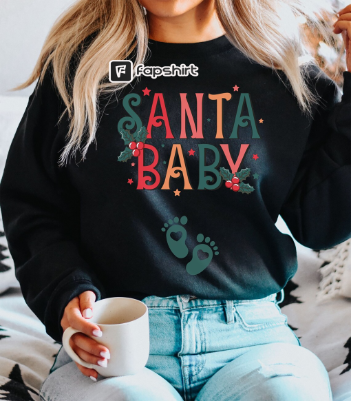 Christmas Pregnancy Announcement Sweatshirt,Pregnancy Announcement Shirt,Christmas Pregnancy Shirt,Christmas Maternity Shirt,Santa Baby Tee