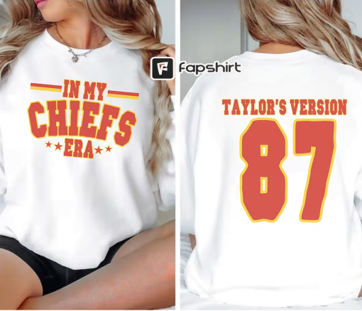 Kansas City Chiefs Sweatshirt, Taylor Swift, Travis Kelce, In My Chiefs Era, Taylor’s Version Sweatshirt, Crewneck Pullover for Swifties