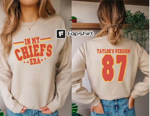 Kansas City Chiefs Sweatshirt, Taylor Swift, Travis Kelce, In My Chiefs Era, Taylor’s Version Sweatshirt, Crewneck Pullover for Swifties