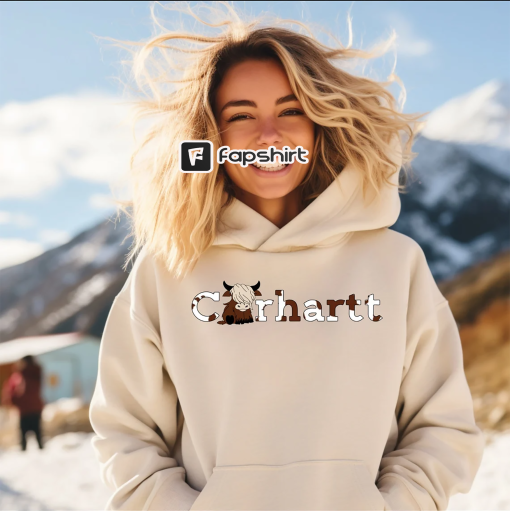 Highland Cow C*rhartt Inspired Hoodie – Cow Lover – Hooded Sweatshirt