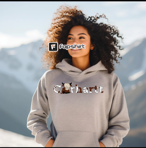 Highland Cow C*rhartt Inspired Hoodie – Cow Lover – Hooded Sweatshirt