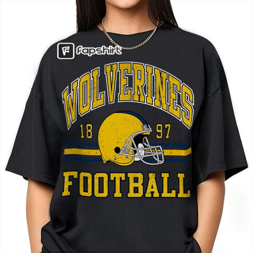 Michigan Football Sweatshirt, Shirt Retro Style 90s Vintage Unisex Crewneck Football American, Wolverines Bootleg Tee