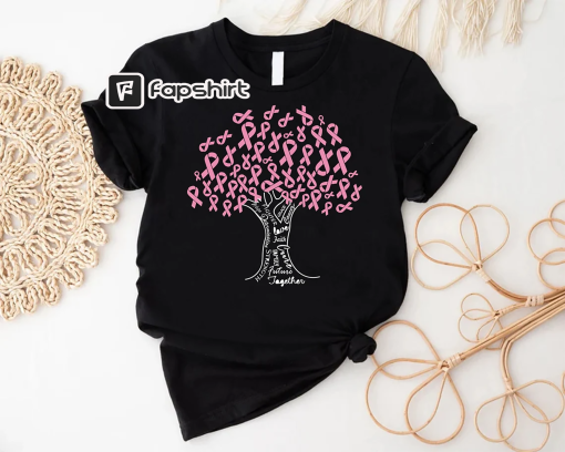 Pink Ribbon Tree Shirt, Pink Ribbon Tree Shirt, Breast Cancer Shirt, Motivational Breast Cancer Shirt, Cancer Awareness Tee Gift