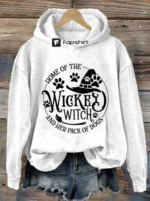 Home Of The Wicked Witch And Her Pack Of Dogs Print Sweatshirt, Halloween Comfort Color T-shirt, Funny Ghost Dog Sweatshirt, Halloween Shirt