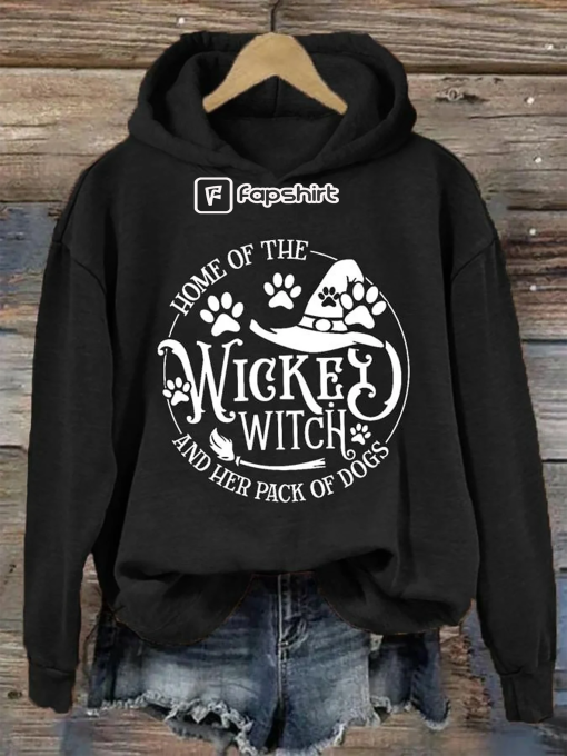 Home Of The Wicked Witch And Her Pack Of Dogs Print Sweatshirt, Halloween Comfort Color T-shirt, Funny Ghost Dog Sweatshirt, Halloween Shirt