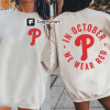 Phillies Take October Shirt, In October We Wear Red Ghost Sweatshirt, Philadelphia Baseball Hoodie